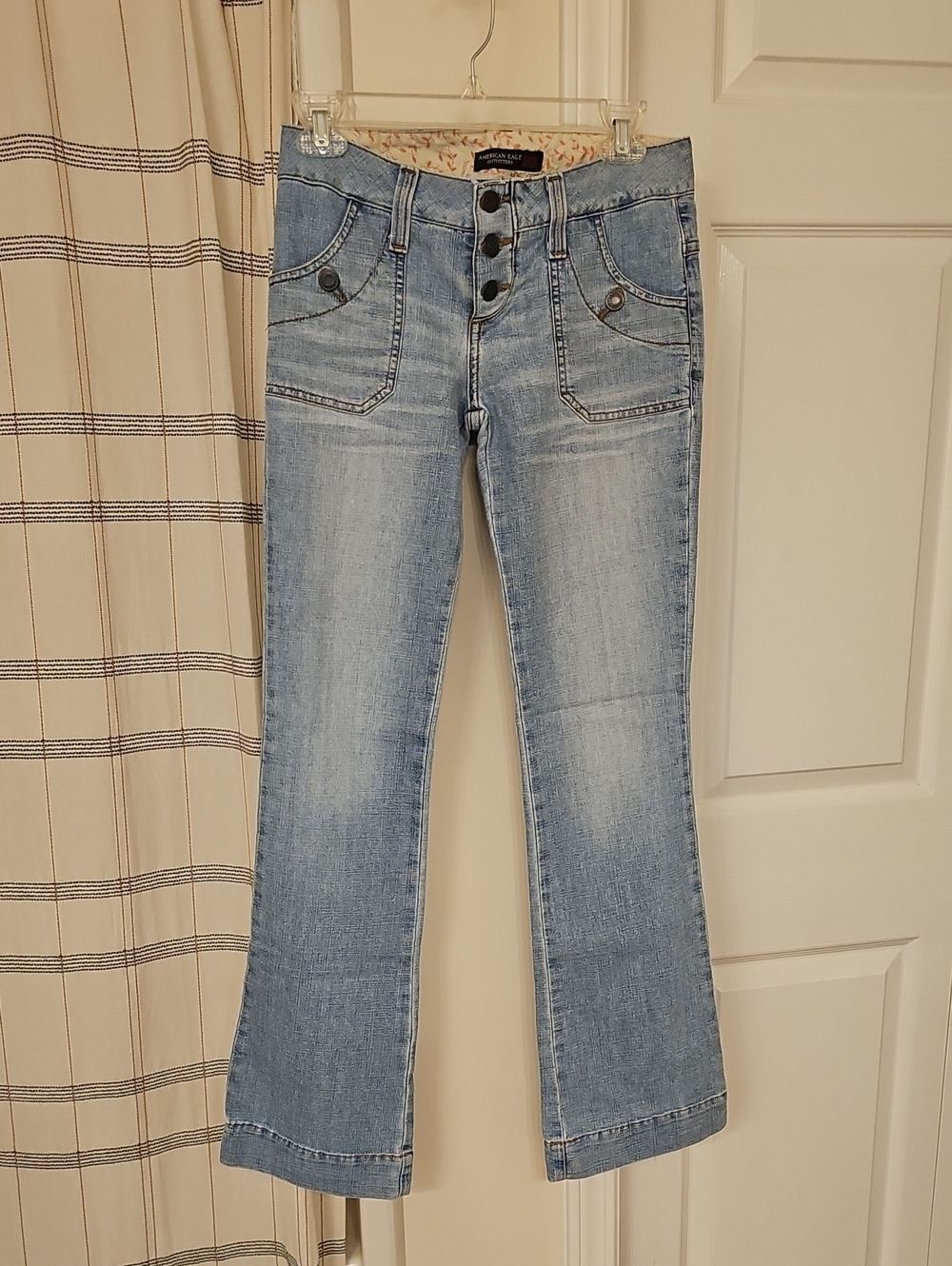 American Eagle Outfitters Light Blue Flare Jeans with Button-Fly